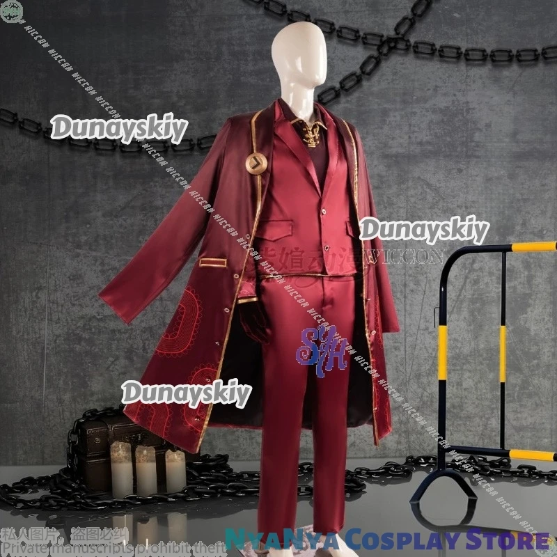 ชุดคอสเพลย์ตัวละครเล่ยเหิงจากอนิเมะเกม Limbus Company ชุดยูนิฟอร์มสุดหล่อ สีแดงเข้ม เสื้อคลุมยาว เสื้อกั๊ก ชุดสูท วิกผม สำหรับงานปาร์ตี้ฮาโลวีน
