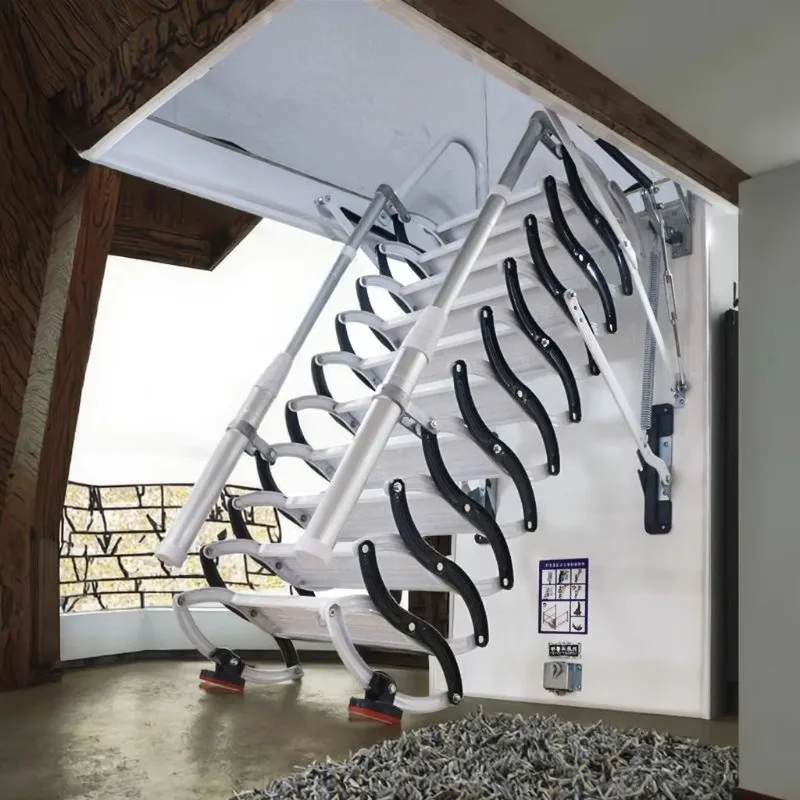 Customized High Load-bearing Telescopic Retractable Stairs Rustproof Alloy Loft Attic Staircase