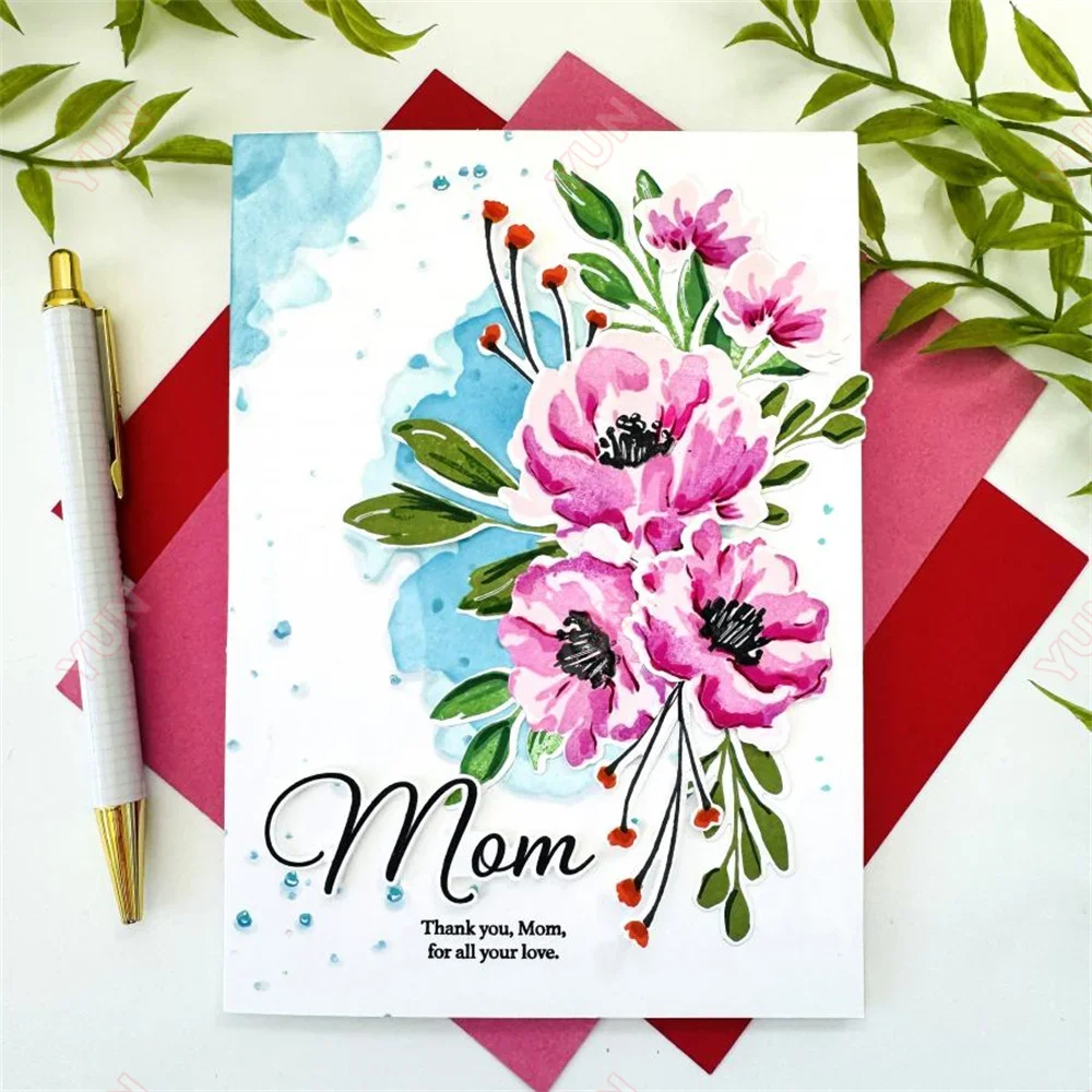 March Mother Watercolor Wonderful Stencil Collection Bookmarked Metal Cutting Dies and Stamps Hot Foil DIY Scrapbooking Handmade