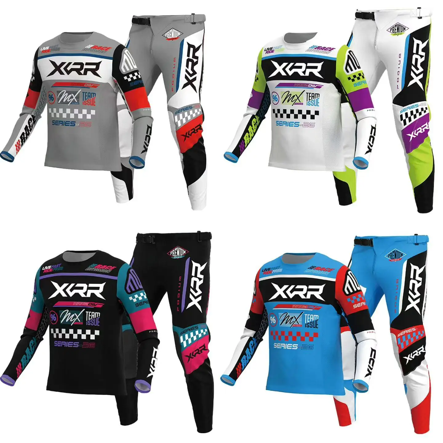 XCRR Youth Kid Jersey and Pants MX Gear Set Offroad Motocross Dirt Bike Enduro BMX Racing Children Boy's Girl's Combo