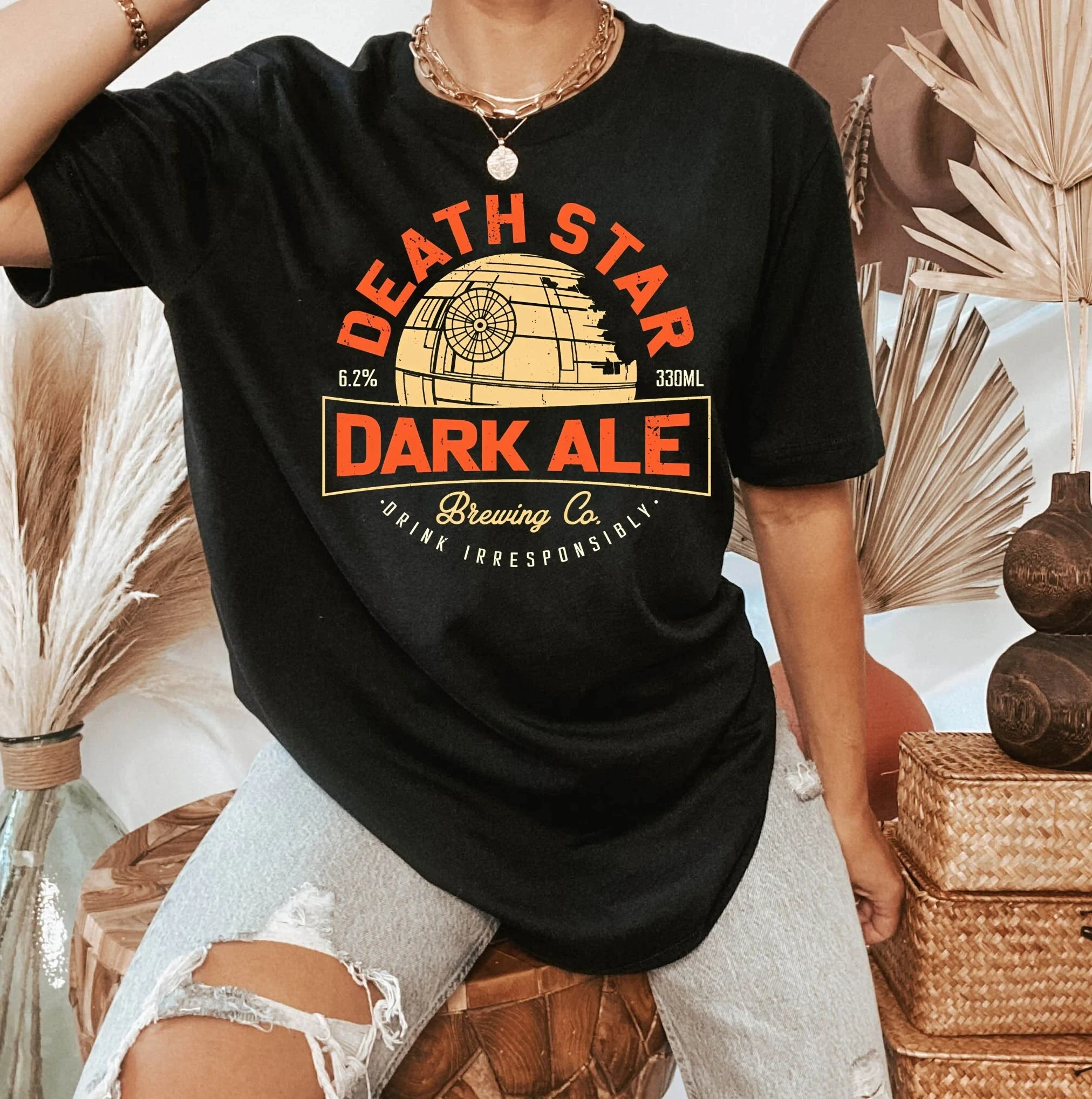 

Винтажная рубашка Disney Star Wars Death Star Pale Ale Brewing Co, футболка «День звездных войн», футболка 2024, поездка по краю галактики»
