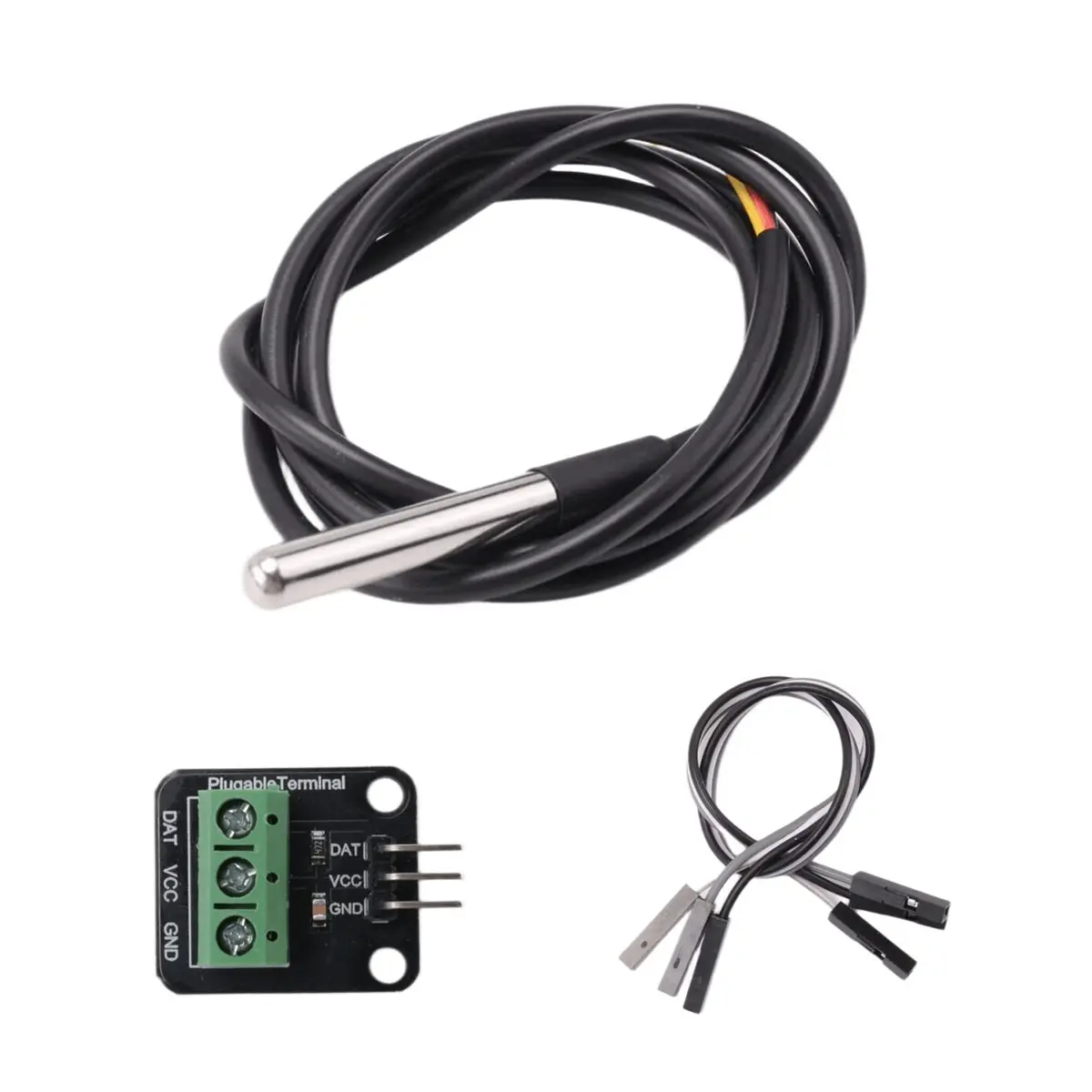 A49T  Temperature Sensor Module Kit Waterproof 100CM Digital Sensor Cable Probe Terminal Adapter for