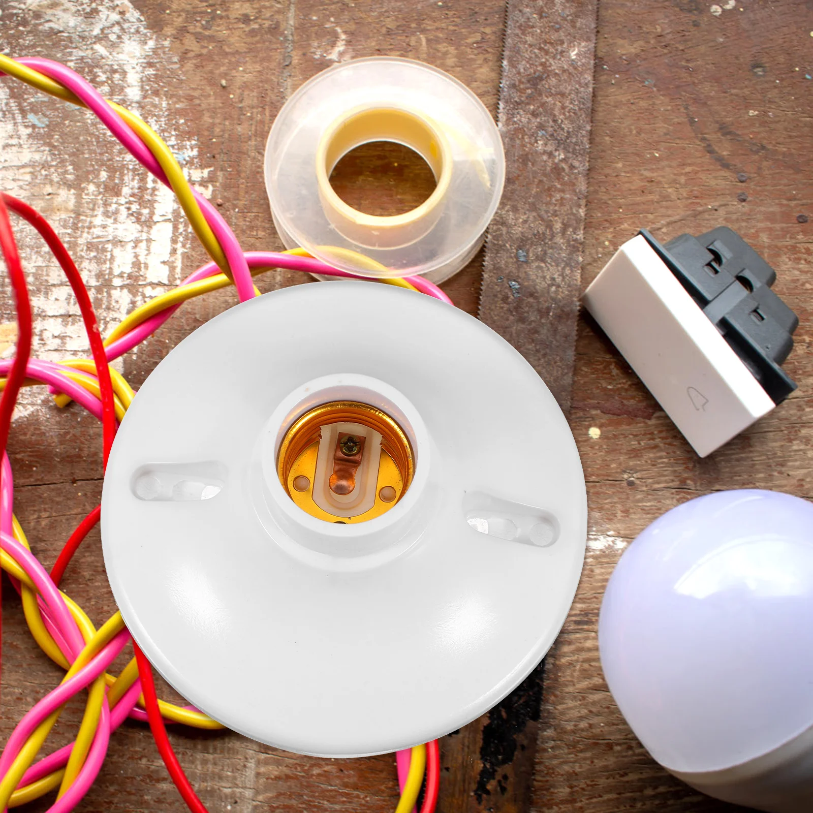 

10pcs Lamp Holder E27 Socket White Ceiling Fitting Flame Retardant Large Capacity Easy Installation Home Lighting