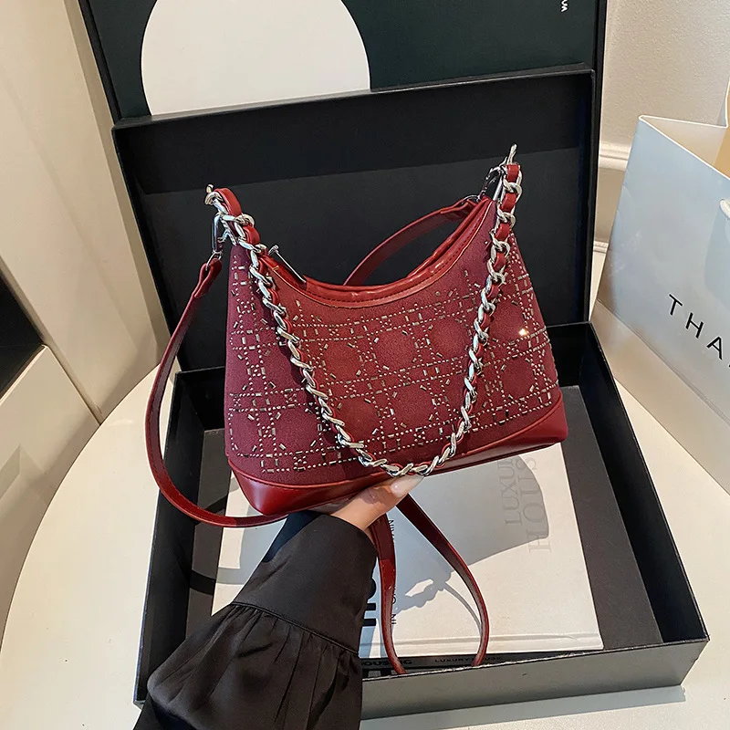 

Винтажная сумка-ведро с цепочкой, нишевый кошелек с верхней ручкой для женщин, минималистичная сумка через плечо, модная сумка через плечо, шикарная сумка «день-ночь» ​