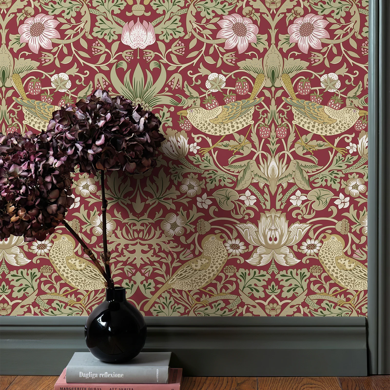 موريس نمط الأزهار الطيور ورق حائط ذاتي اللصق موردن مقاوم للماء غرفة المعيشة PVC خلفية شيك الطيور خزانة حائط ملصق #5