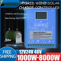 12v 24v 48v Auto Regulator MPPT&PWM Charge Controller 8000w Solar & Wind Hybrid System Home Use For Wind Turbine Home Appliance