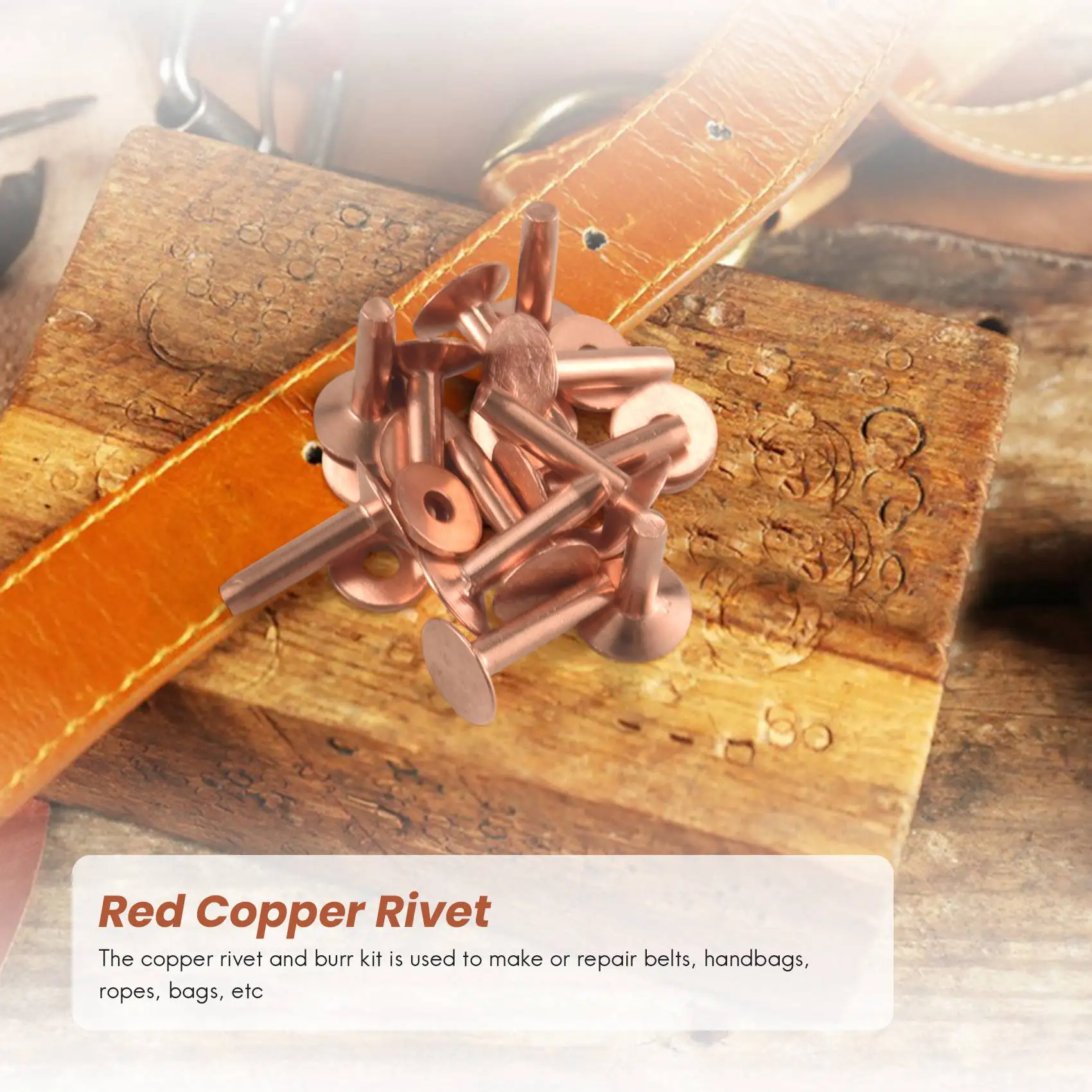 A55TRed Copper Rivet and Burr with Burr Setter Copper Rivet Fastener Install Setting Tool and Hole Punch Cutter