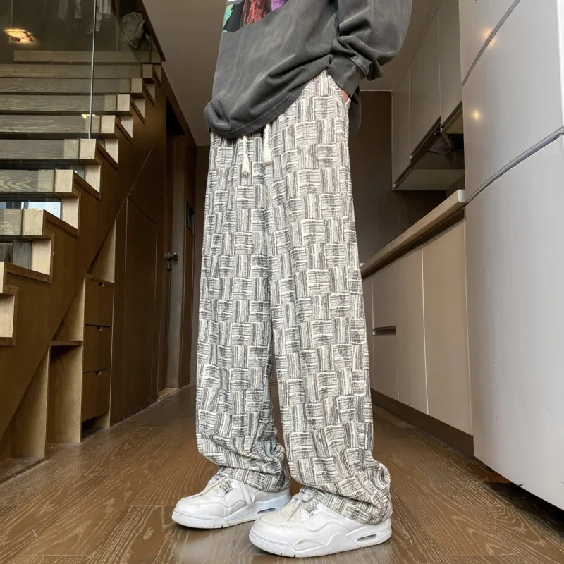 Pantaloni di velluto a coste autunnali da uomo pantaloni scozzesi retrò da uomo streetwear giapponese pantaloni larghi hip-hop pantaloni da uomo di grandi dimensioni 5XL