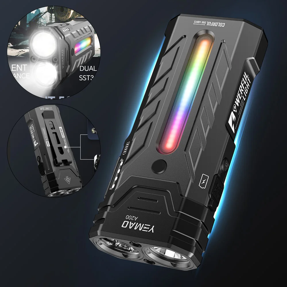 3250 high lumen multi-function emergency flashing flashlight aluminum alloy material built-in 1500 mAh battery multi-gear multi-