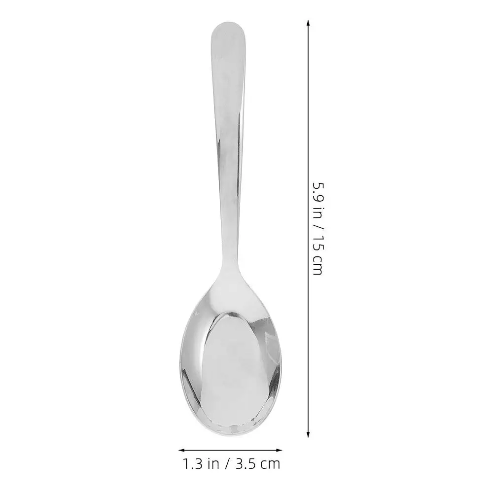 2Pcs Stainless Steel Flat Bottom Spoon for Children Adults Home Cafeteria Picnic Cereal Soup Serving Tasting Rice Dumpling Spoon