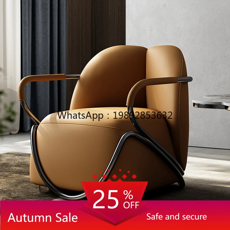 

LYY Light Luxury Tiger Chair Living Room Home Genuine Leather Chair Single Sofa High-end Artistic Balcony Leisure Chair