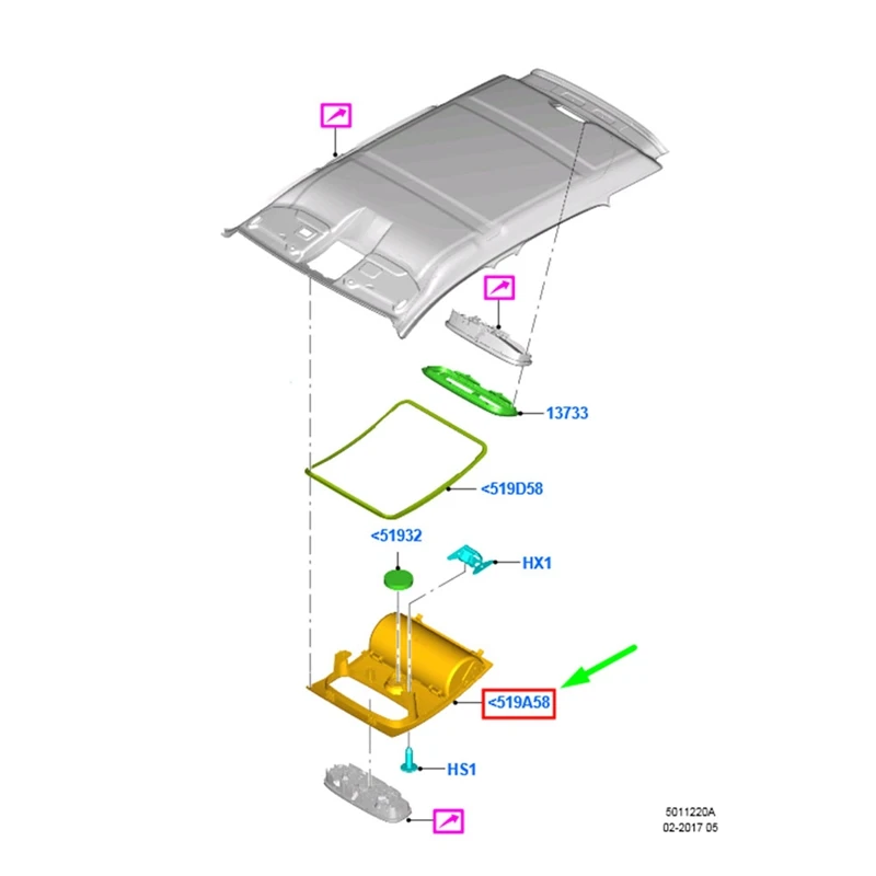 Konsola samochodowa dachowa lampka do czytania okulary pokrywa tapicerki CN15-A519A58-AA dla Ford Ranger Everest Mazda BT50 2012-2019 części, B