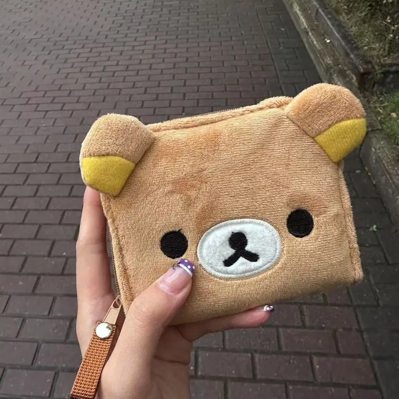 

2025 hot New Arrival Japanese Anime Rilakkuma Classic Style Flannelette Zipper Coin Purse kawaii Card Bag wallet Birthday Gifts