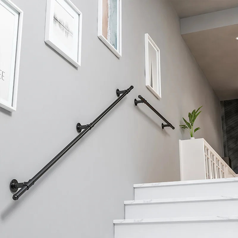 Simple wrought iron stair railing, modern indoor attic, wall-against wall for elderly and kindergarten, anti-slip household esca