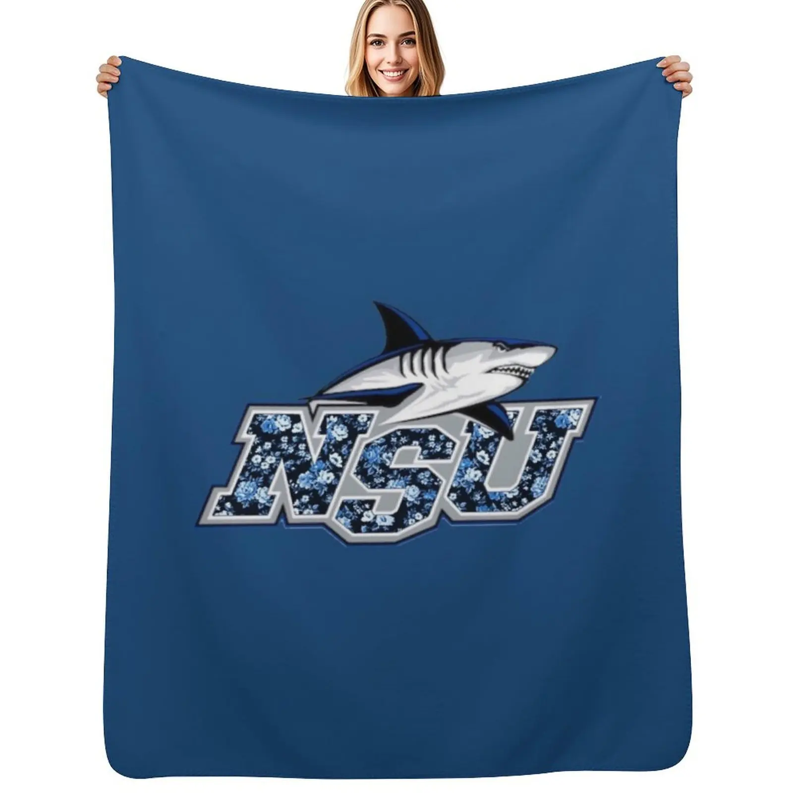 New Nova Southeastern University Print Shark Logo Throw Blanket Fade Resistant Durable Throw Blanket