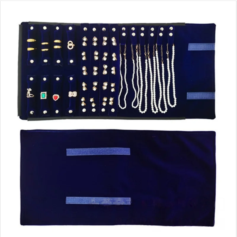 

Темно-синие ювелирные изделия, бархатное ожерелье, сумка для хранения, выставочная дорожная портативная сумка для ювелирных аксессуаров, кольцо-гвоздик, коллекционная сумка