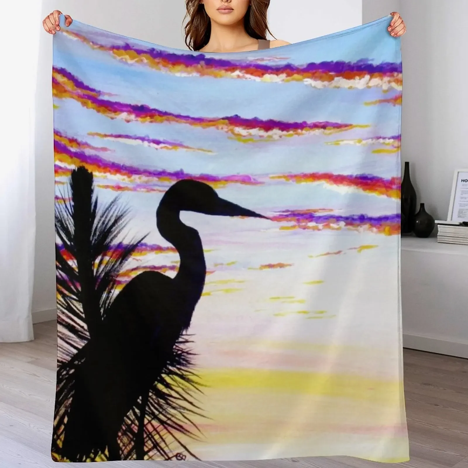 

Heron Sunset Throw Blanket Luxury Thicken Soft Plush Plaid Blankets