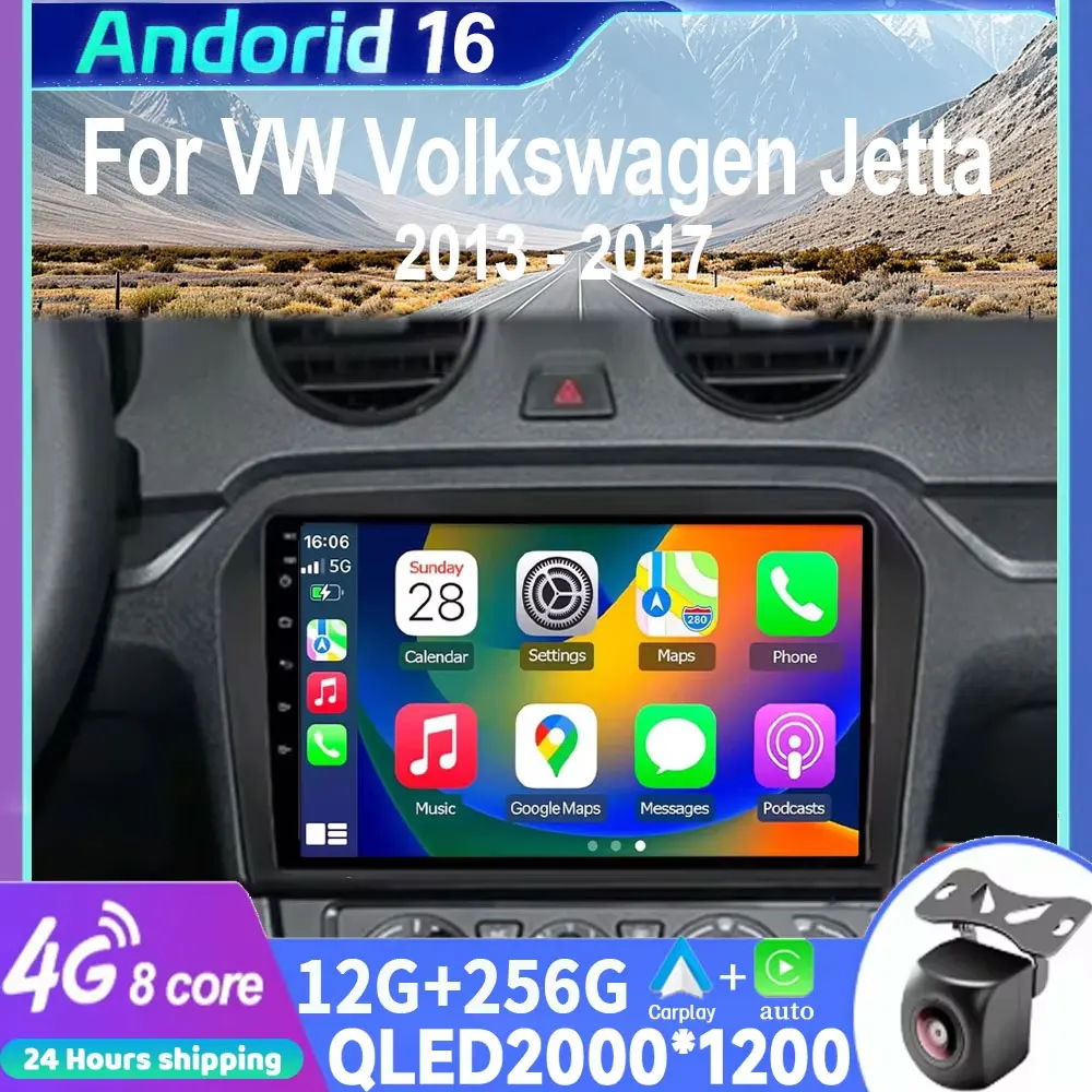 Android 15 For Volkswagen VW Jetta 2013-2017 Car Multimedia Player Upgrade Wireless Carplay HD Touch Screen Android Auto CarPlay