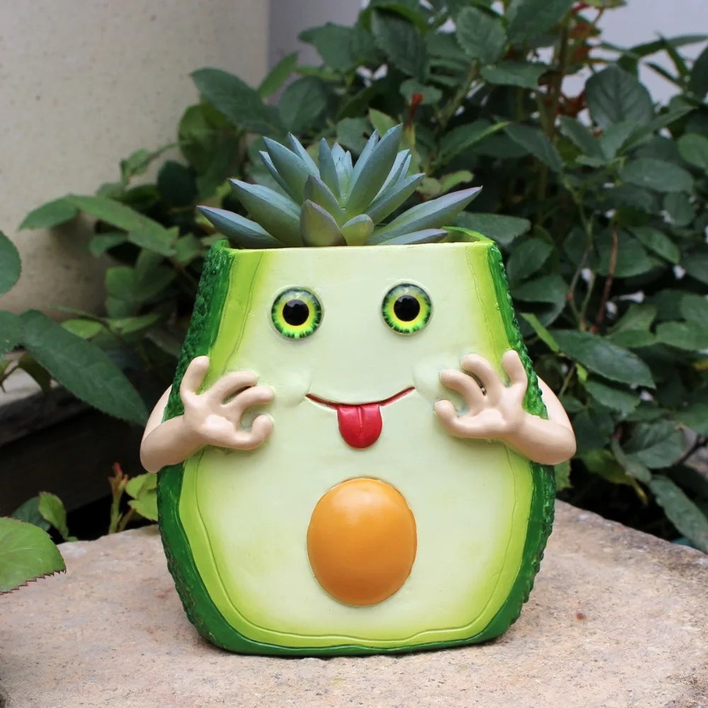 متعددة الوظائف لطيف الأفوكادو الزهرية اليدوية الراتنج الحرفية العصارة وعاء مضحك النبات الحاويات حديقة فناء #5