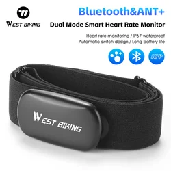 WEST BIKING Sport Heart Rate Monitor ANT+ Bluetooth Dual Mode Cycling Running Heart Rate Sensor IP67 Waterproof Chest Strap