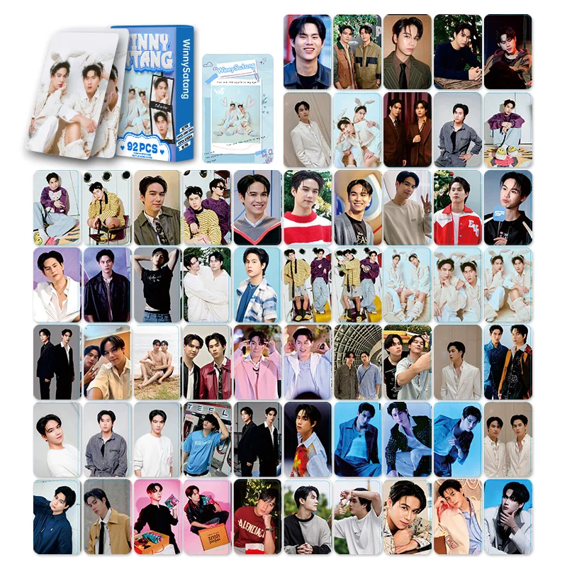 92Pcs/Set Thailand Stars WinnySatang Laser Lomo Card  Winny&Satang Character Mini Postcard Photo Cards Stickers Fan Support Card