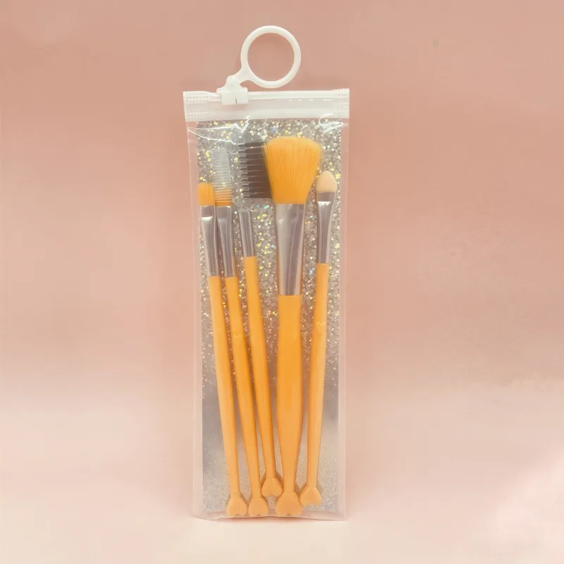 5 Love Handle Makeup Brush Set Eye Shadow Brush Loose Powder Brush Eye Shadow Stick Eyebrow Comb Lip Brush