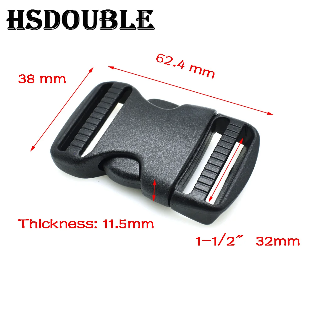 2 Pcs/Pack 20-50mm Plastic Hardware Dual Adjustable Side Release Buckles Molle Tatical Backpack Belt Bag Parts Strap Webbing