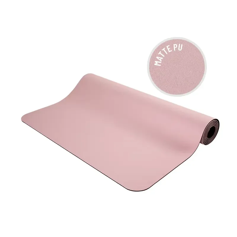 Non-Stick Anti-Slip Milk Tea Pink Luxury Custom Logo Frosted Eco-Friendly Natural Rubber & PU Yoga Mat 183cm X61cm 4.5mm