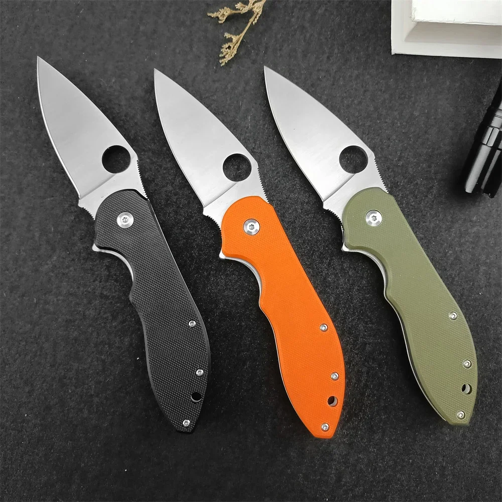 Portable Folding Knife Smooth D2 Pointed Blade G10 Handle Safety Tactical Knife Rescue EDC Multi Purpose Tool