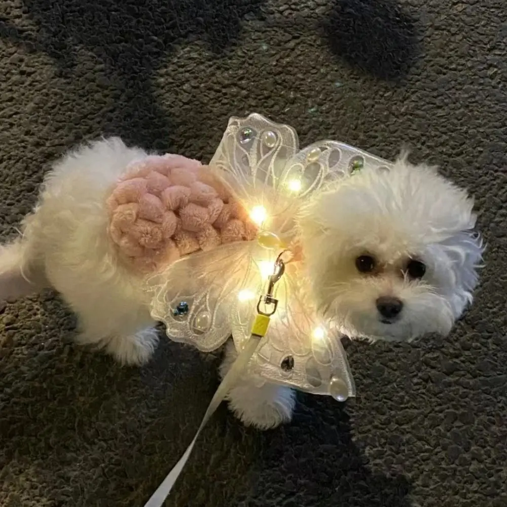 Halloween Glowing Dog Wing Butterfly Sweet Pet Back Decoration for Small Medium Pet Supplies Dress Up Puppy Wing Pomeranian