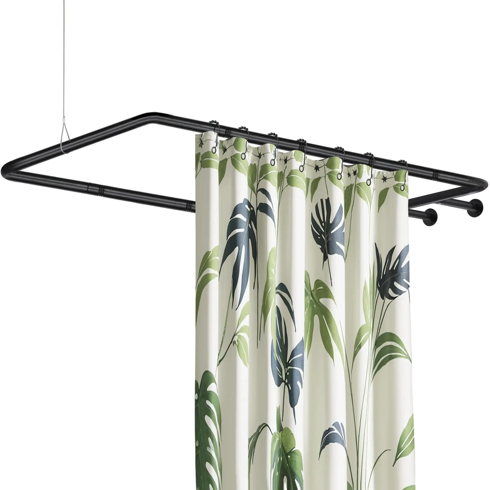 

Heavy Duty Clawfoot Tub Shower Curtain Rod 60x28 Inch Black Round