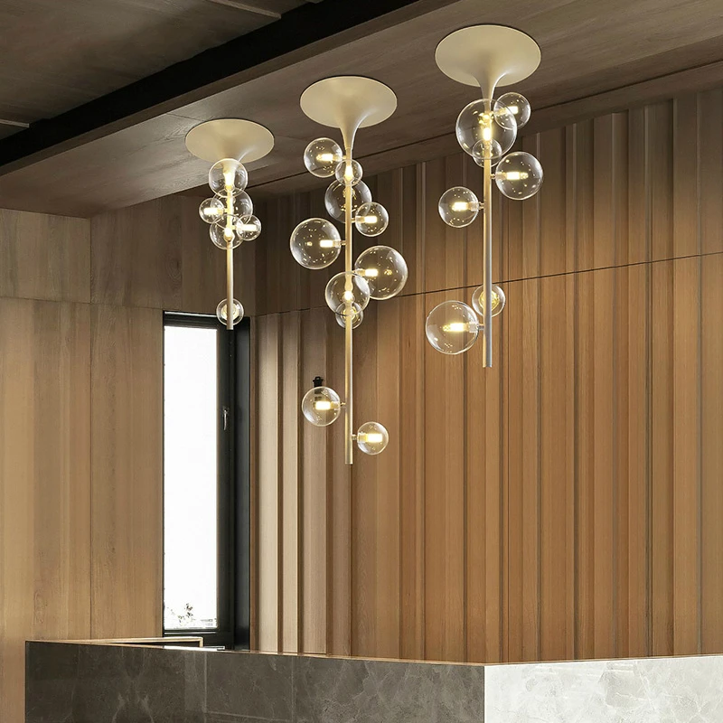 Nordic Design Glass Bubble Pendant Light Led for Dining Room Decor Bar Coffee Shop Restaurant Bar Creative Modern Ceiling Lamp