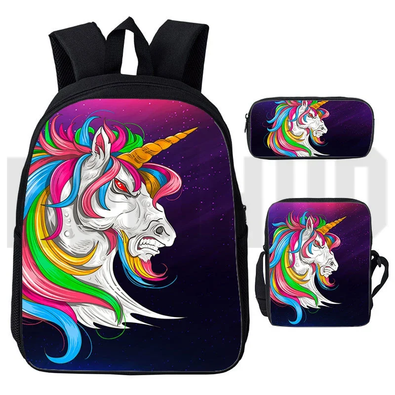 

3D Print Anime Backpack Book bag Kawaii Cartoon Dabbing Unicorn School Bags Teenage Girls Mochila Pencil case Women Cosmetic Bag