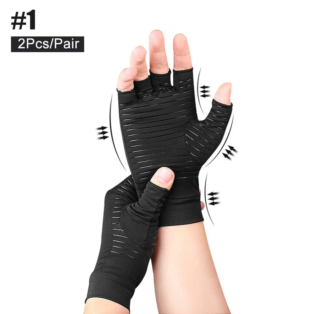 Copper Infused Compression Arthritis Gloves Half Finger Pain Relief Hand Support for Cooking Typing Daily Work