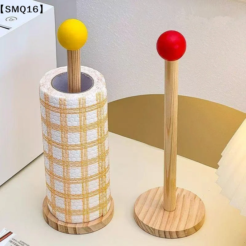 Wood Toilet Paper Holder No Drill Kitchen Storage Tissue Hanger Bathroom Accessories AntiSlip Vertical Tissue Holder Tissue【SMQ】