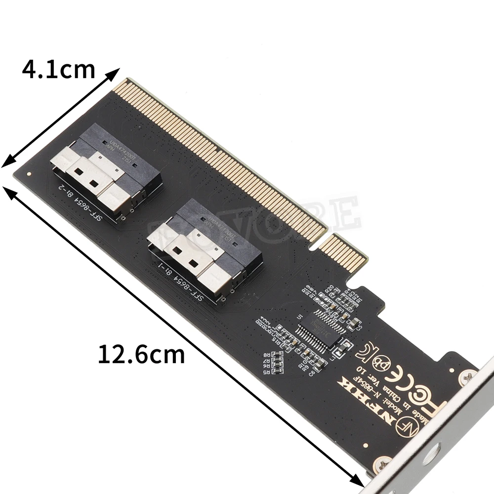 U.2 PCI-e Adapter ,Maximize Your PCIe Potential: PCIe 3.0 4.0 X16 to 2-Port SFF-8654 8i Riser Adapter Card