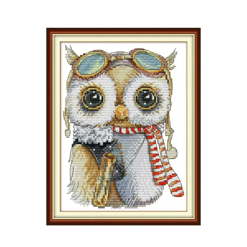

Joy Sunday Cute Owl Cross Stitch 11ct Printed Aida Fabric 14ct Counted Cross Canvas Embroidery DMC Floss Kit DIY Needlework Sets