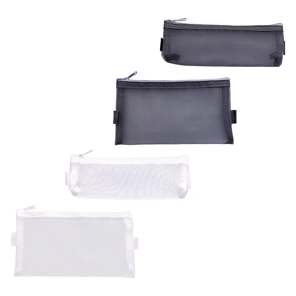 

4pcs Wear-Resistant Pen Pouch Transparent Pencil Bag Portable Stationery Organizer Household Pen Bag For Students Large Capacity