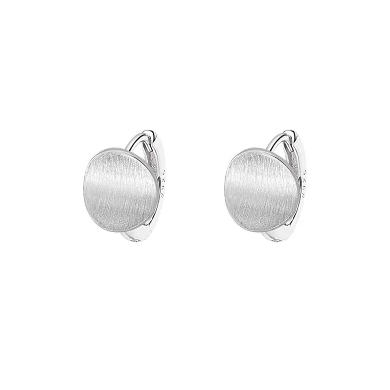 PONYKISS 925 Silver Frosted Brushed Round Hoop Earrings for Women Classic Fine Jewelry Minimalist Geometric Accessories