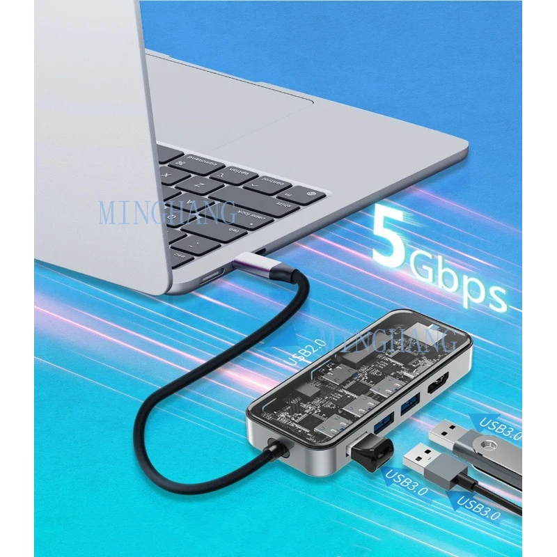 M  USB C 10-in-1 Docking Station Multifunctiona Laptop Gigabit Ethernet Port