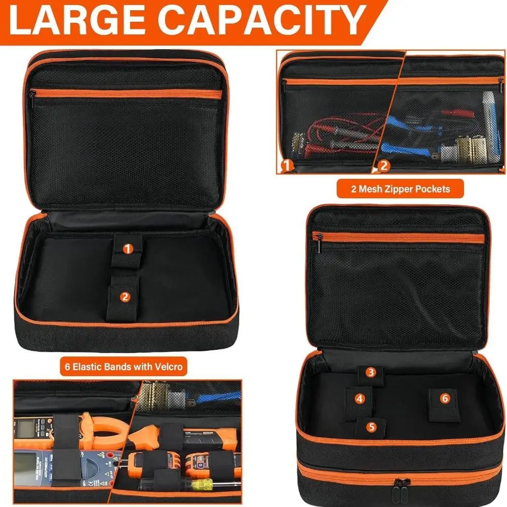 Borsa per attrezzi elettrici dal design a due strati Custodia da viaggio portatile Borsa per attrezzi meccanico Organizzazione efficiente Compatibile con lo stoccaggio