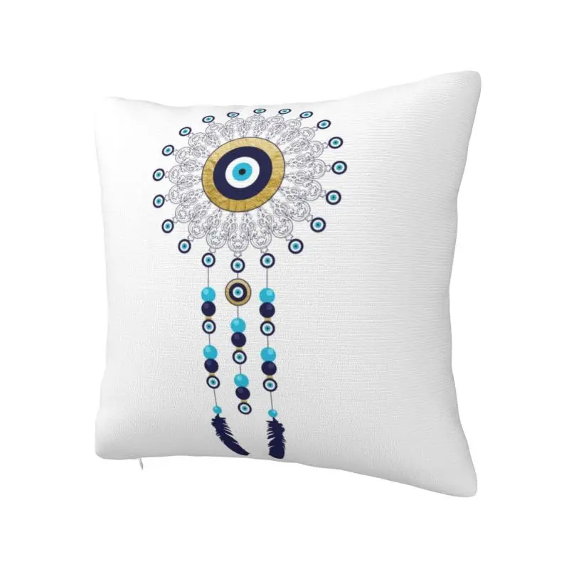 Custom  Chic Evil Eye Mandala Dream Catcher Square Pillow Cover Home Decorative Hamsa Nazar Bohemian Cushion Cover Throw Pillow