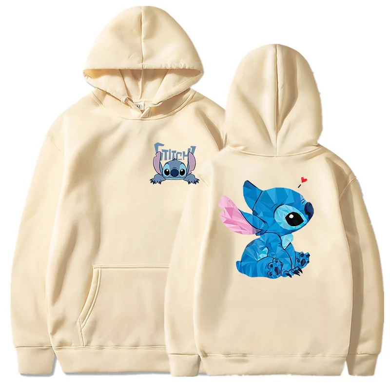 Funny Winter Disney Stitch Hoodies Women Harajuku Cute Anime Sweatshirt Manga Streetwear Hoody Female Unisex