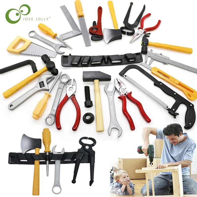14pcs/lot Simulation Repair Drill Tools Set Children Pretend Play Boy Safe Plastic Maintenance Tool Screwdriver Children Toy TMZ