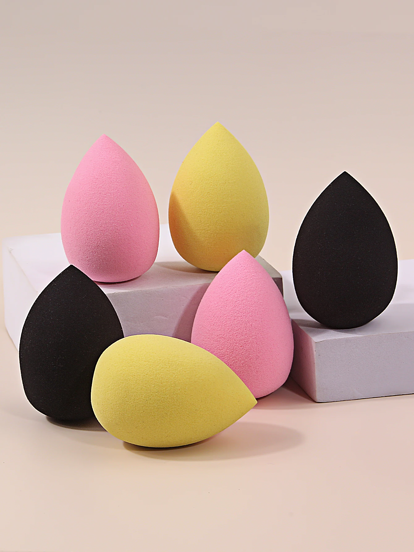 6 uds huevo de belleza de gota de agua de 3 colores, corrector de base de doble propósito suave, húmedo y seco sin látex, fácil de usar para principiantes