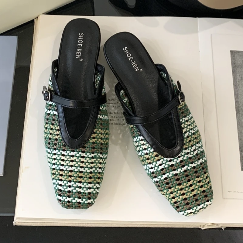 

Плетеные модные брендовые тапочки, женские повседневные туфли без каблуков в стиле ретро, женские дышащие удобные дизайнерские сандалии с полыми отверстиями, женские шлепанцы