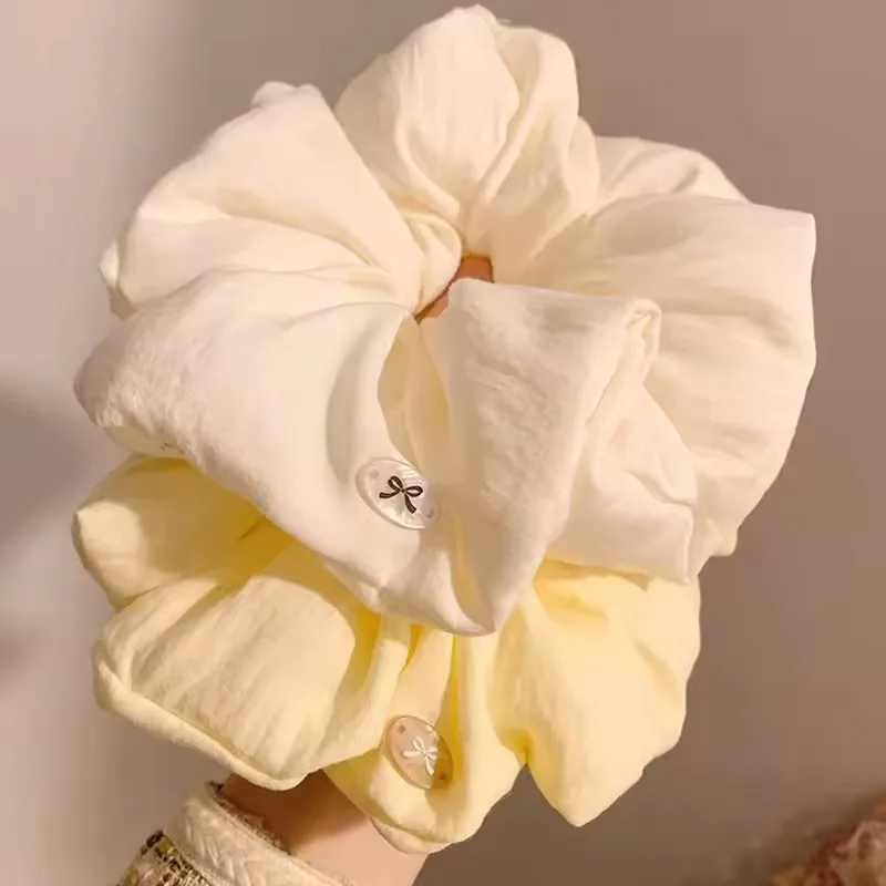 

2pcs/set Elegant Solid Large Soft Scrunchie For Women Girls Sweet Hair Ornament Elastic Hair Band Hair Tie Hair Accessories