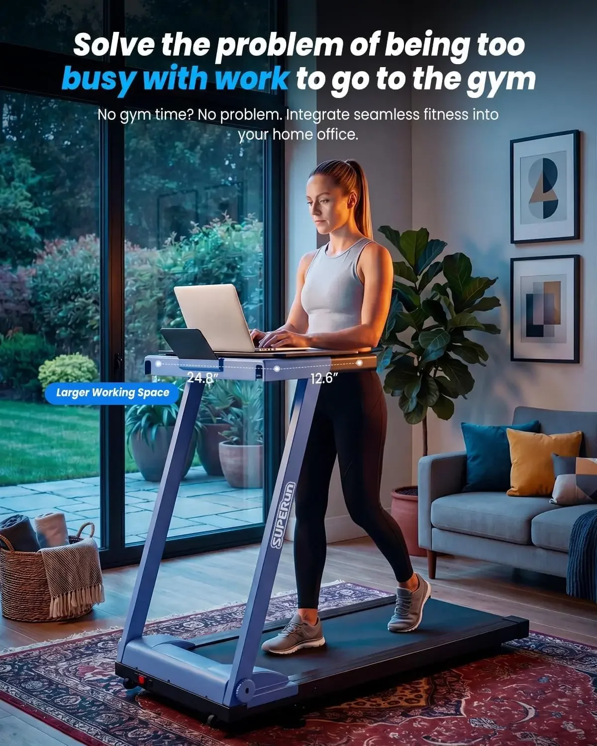Walking Pad with Incline, 2.5HP Under Desk Treadmill 300 lbs Capacity, Treadmills for Home Office, Remote & APP Control Portable
