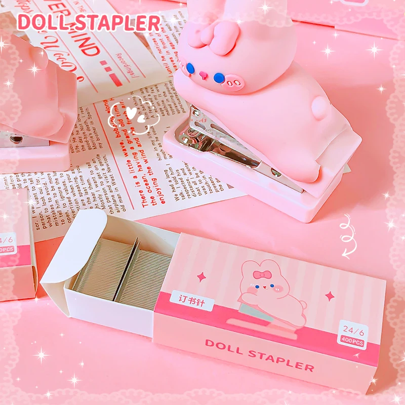 school useful Stationery supplies cute office supplies Binding machine kawaii mini little rabbit Stapler offices accessories