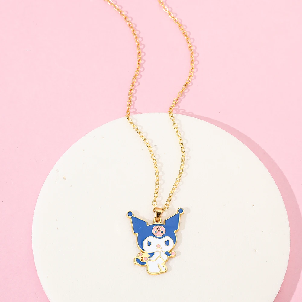 Sanrio Anime Kuromi Cute Dark Girl Hot Girl Harajuku Style Girlfriend Gift Anime Around Lolita Jk Style Metal Necklace Jewelry